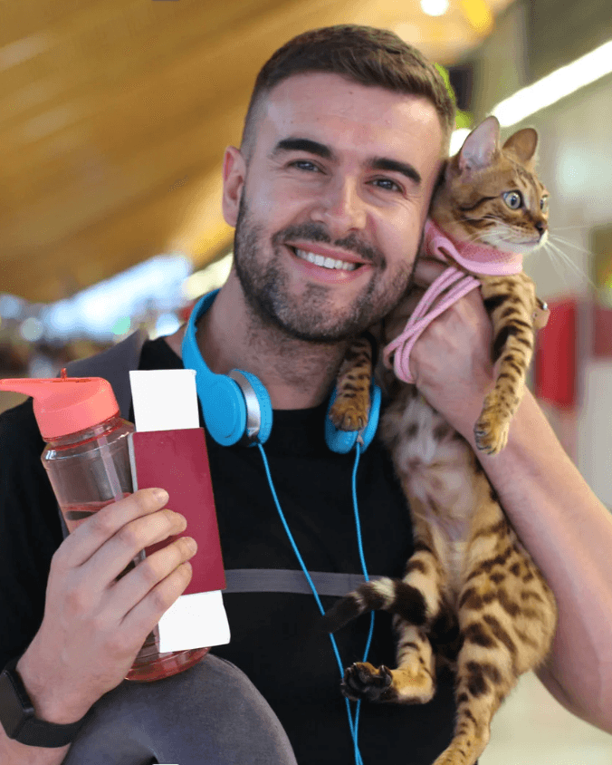 Dog exploring mountains