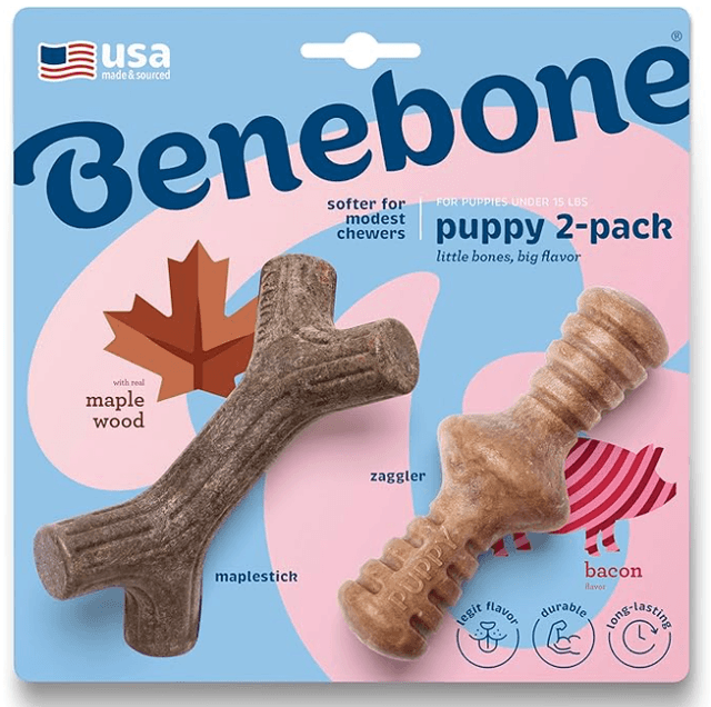 Benebone Puppy 2-Pack Maplestick/Zaggler Chew Toys