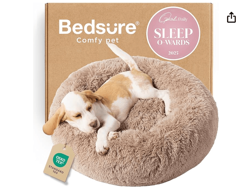 Bedsure Small Dog Bed Washable - Fluffy Donut Cuddler